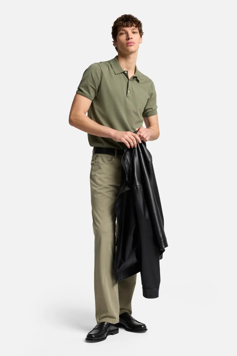 Short Sleeve Polo Sweater in Army Green