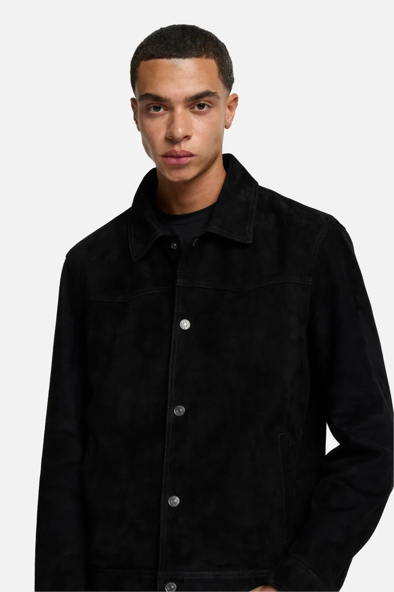 Suede Western Jacket in Black