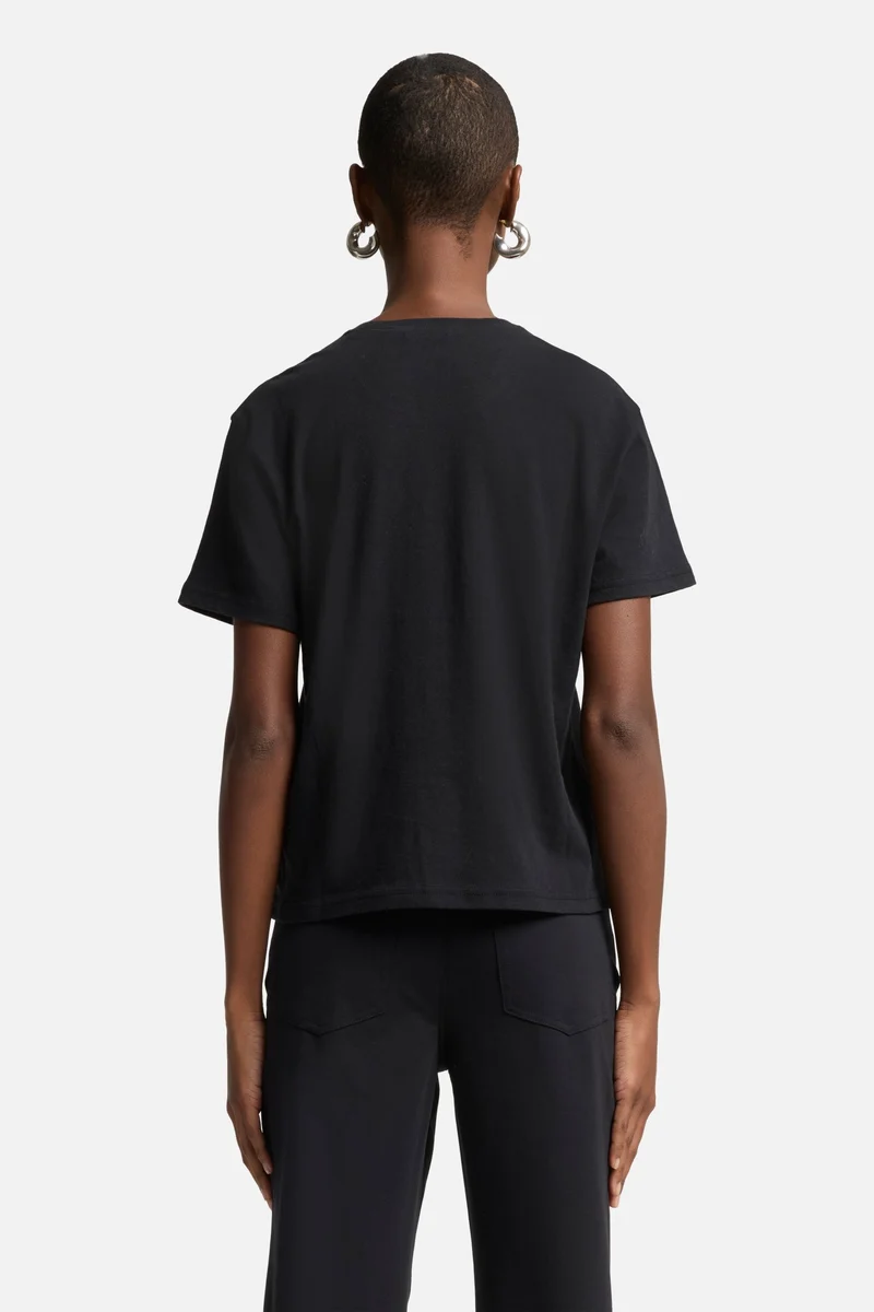 Linen Blend Tee in Black