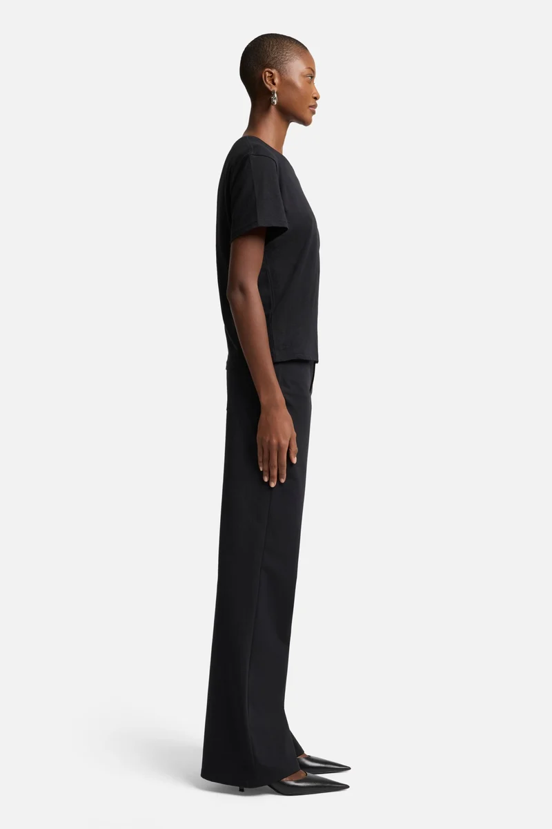 Linen Blend Tee in Black