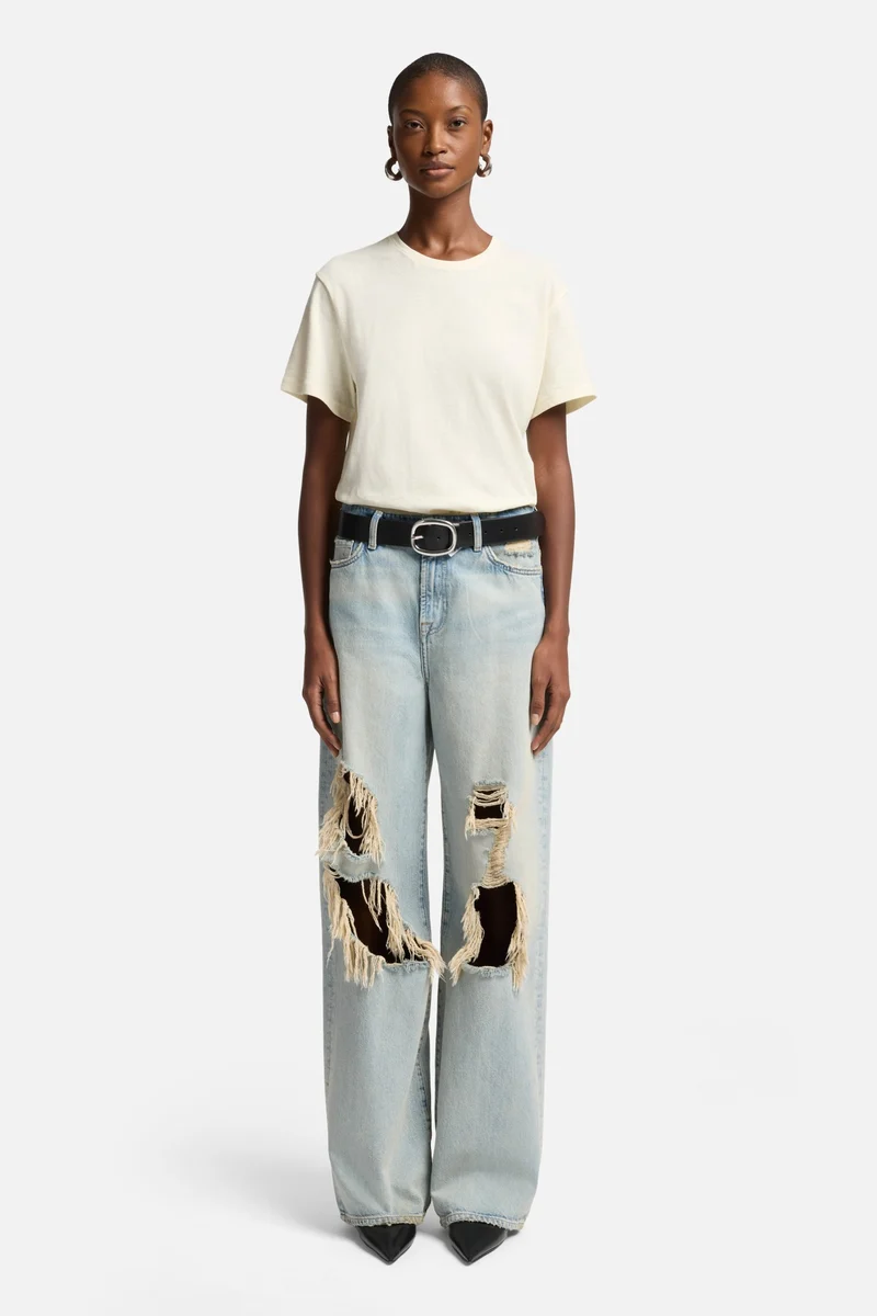 Linen Blend Tee in Ivory