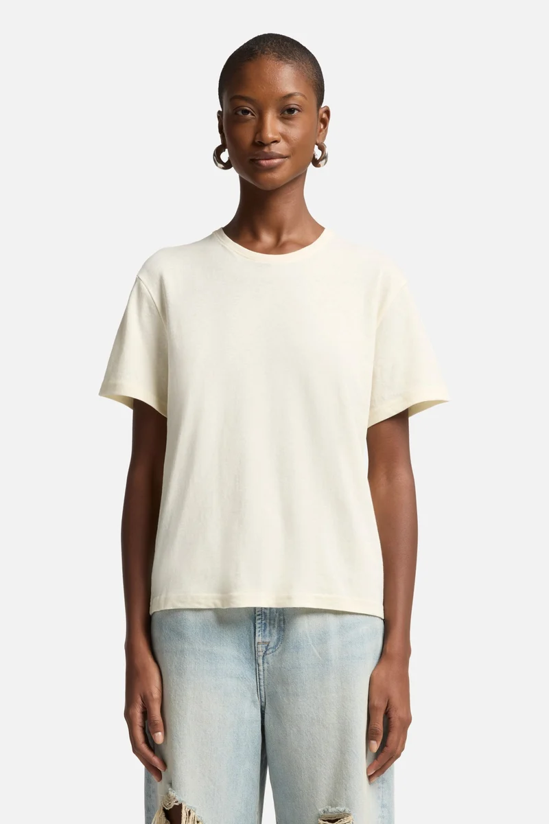Linen Blend Tee in Ivory