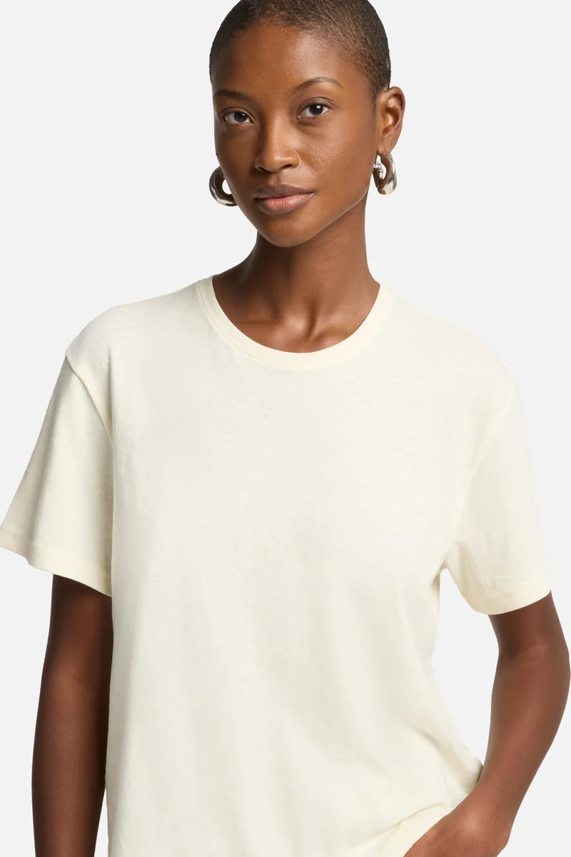 Linen Blend Tee in Ivory