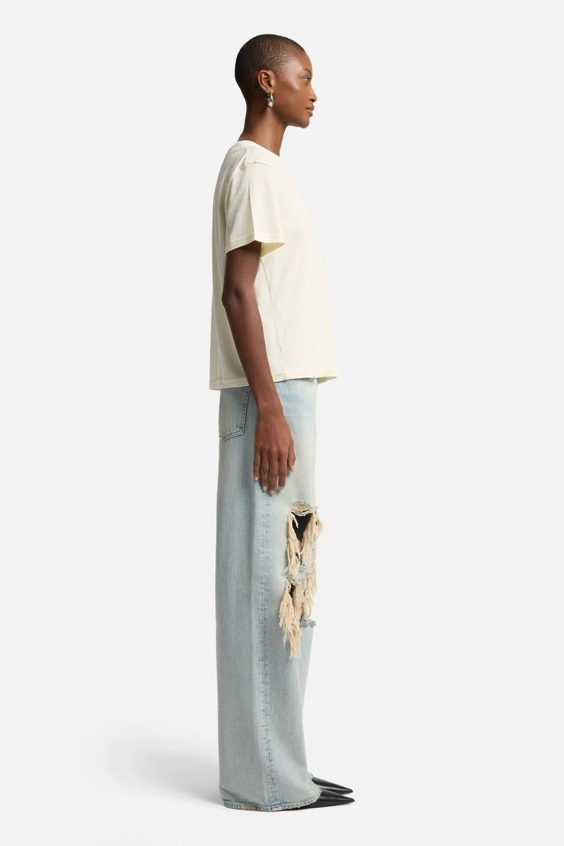 Linen Blend Tee in Ivory