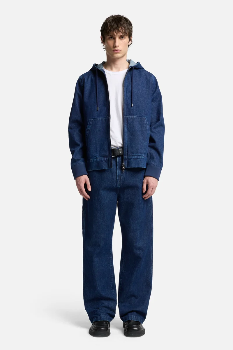 Utility Denim Hoodie in Carpenter Blue
