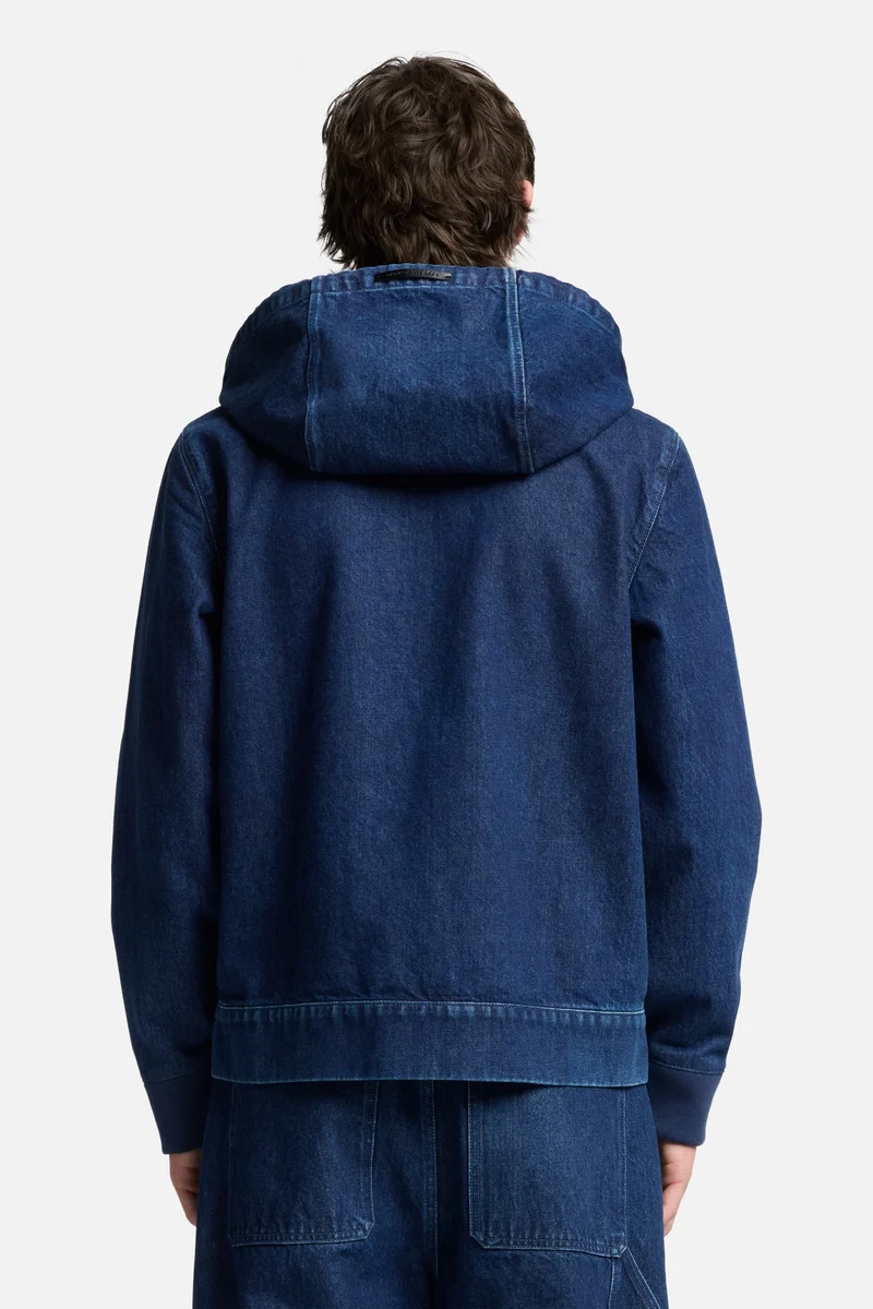 Utility Denim Hoodie in Carpenter Blue
