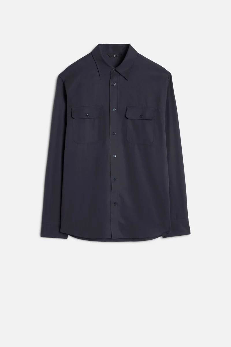 Fluid Military Shirt in Navy