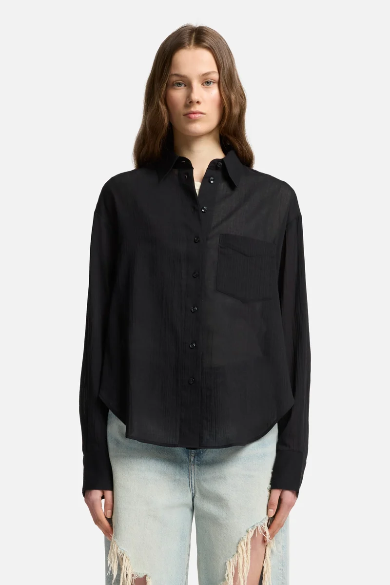 Oversize Button Down Shirt in Black
