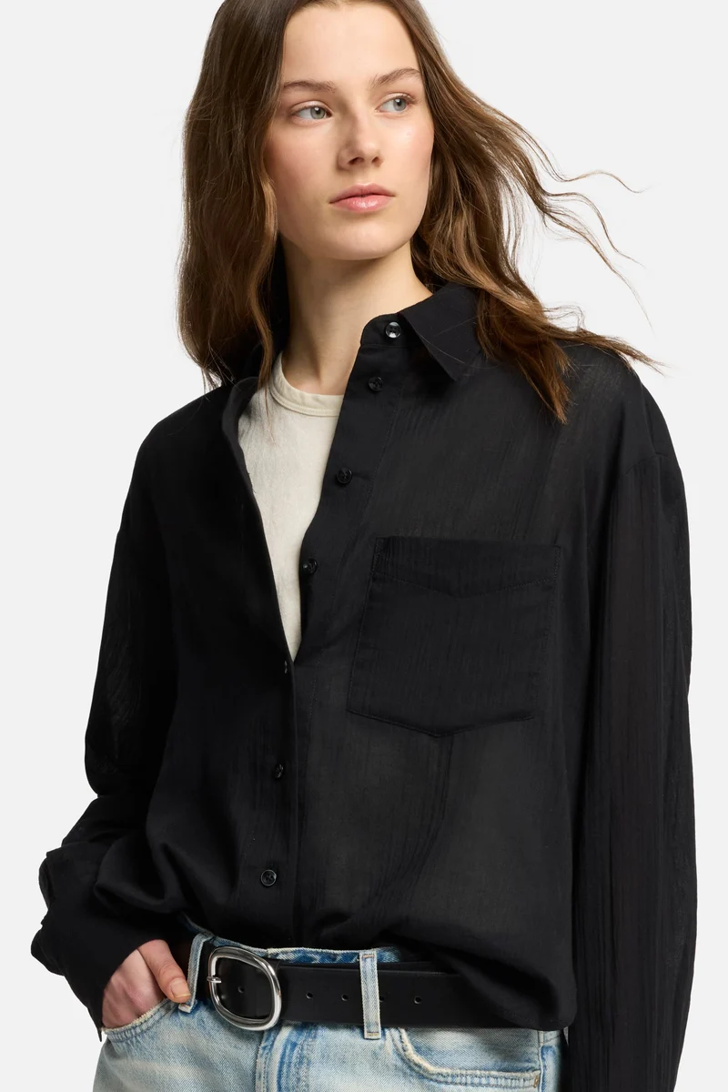 Oversize Button Down Shirt in Black
