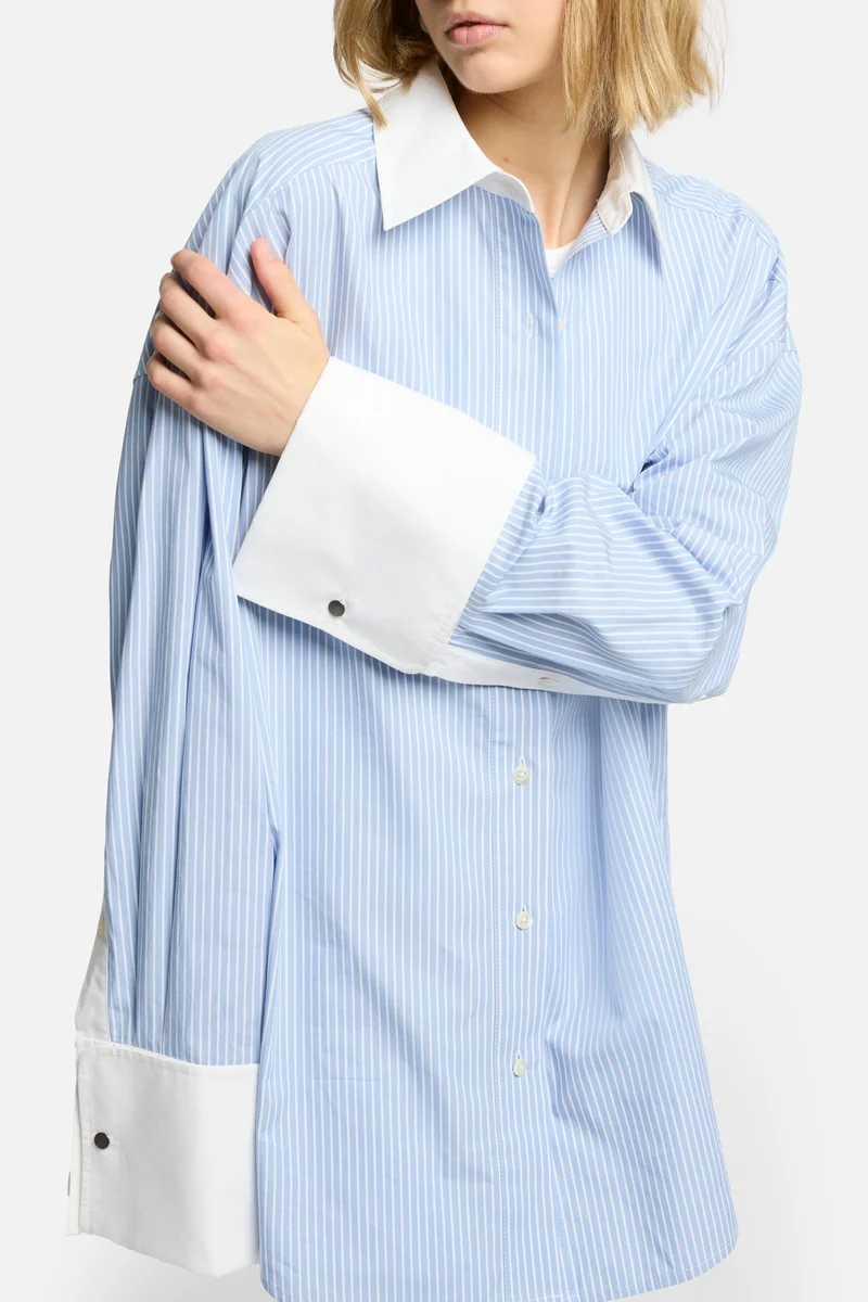 Poplin Oversized Shirt in Pinstripes