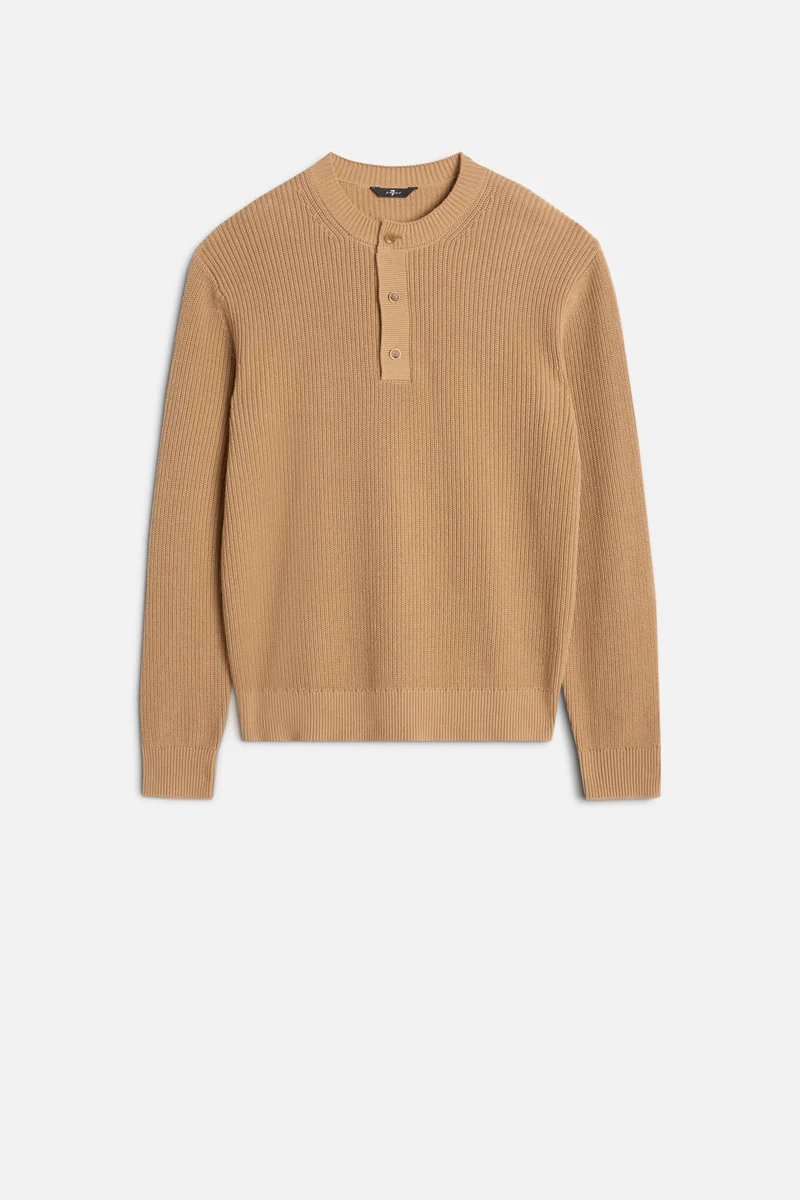 Henley Sweater in Beige