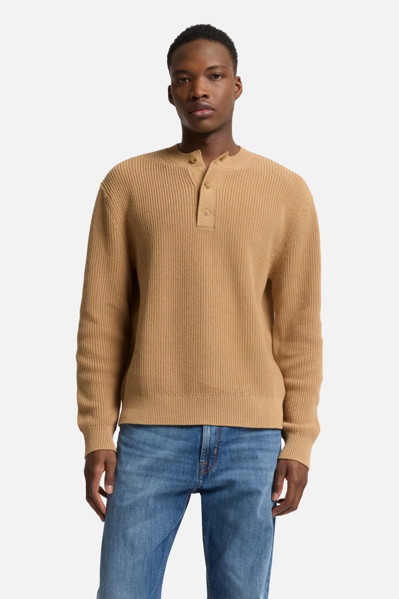 Henley Sweater in Beige