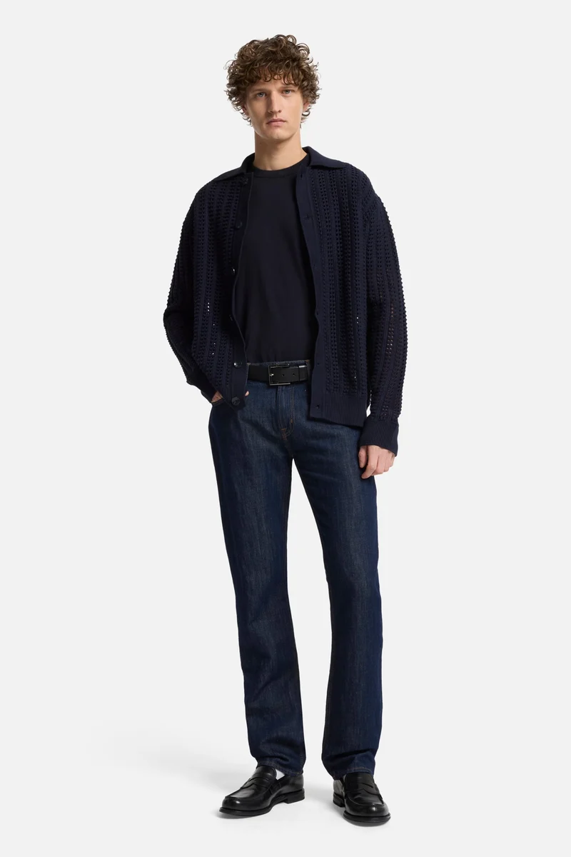 Classic Cotton Short Sleeve Sweater in Navy