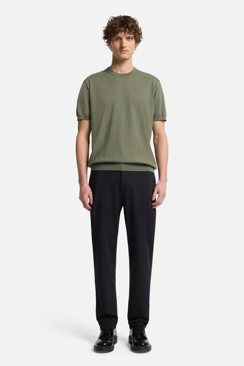 Classic Cotton Short Sleeve Sweater in Army Green
