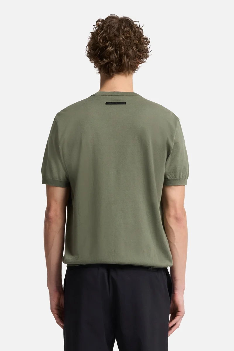 Classic Cotton Short Sleeve Sweater in Army Green