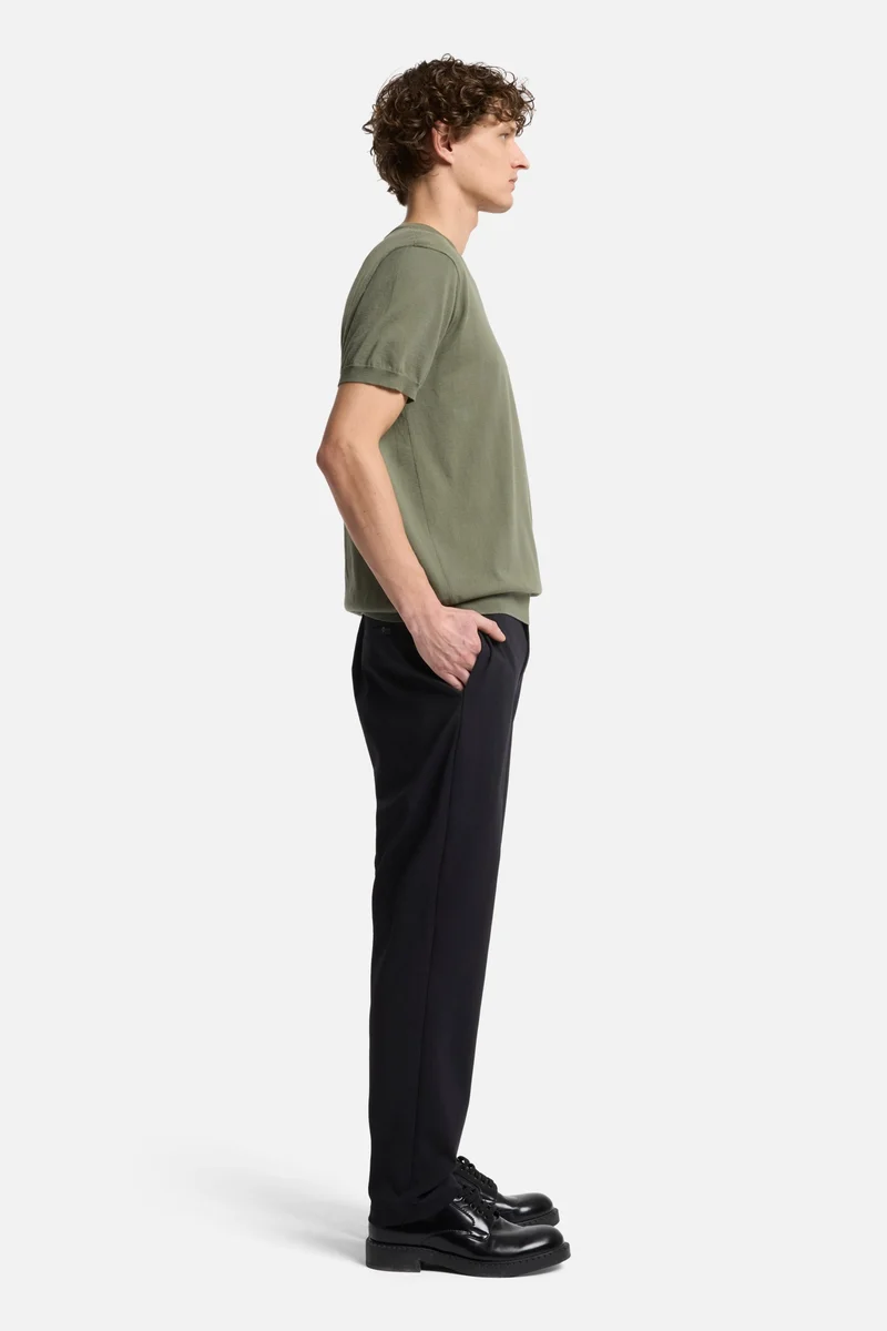 Classic Cotton Short Sleeve Sweater in Army Green