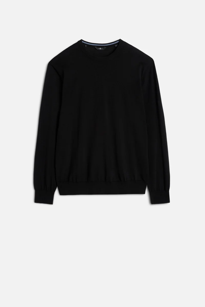 Classic Cotton Long Sleeve Sweater in Black