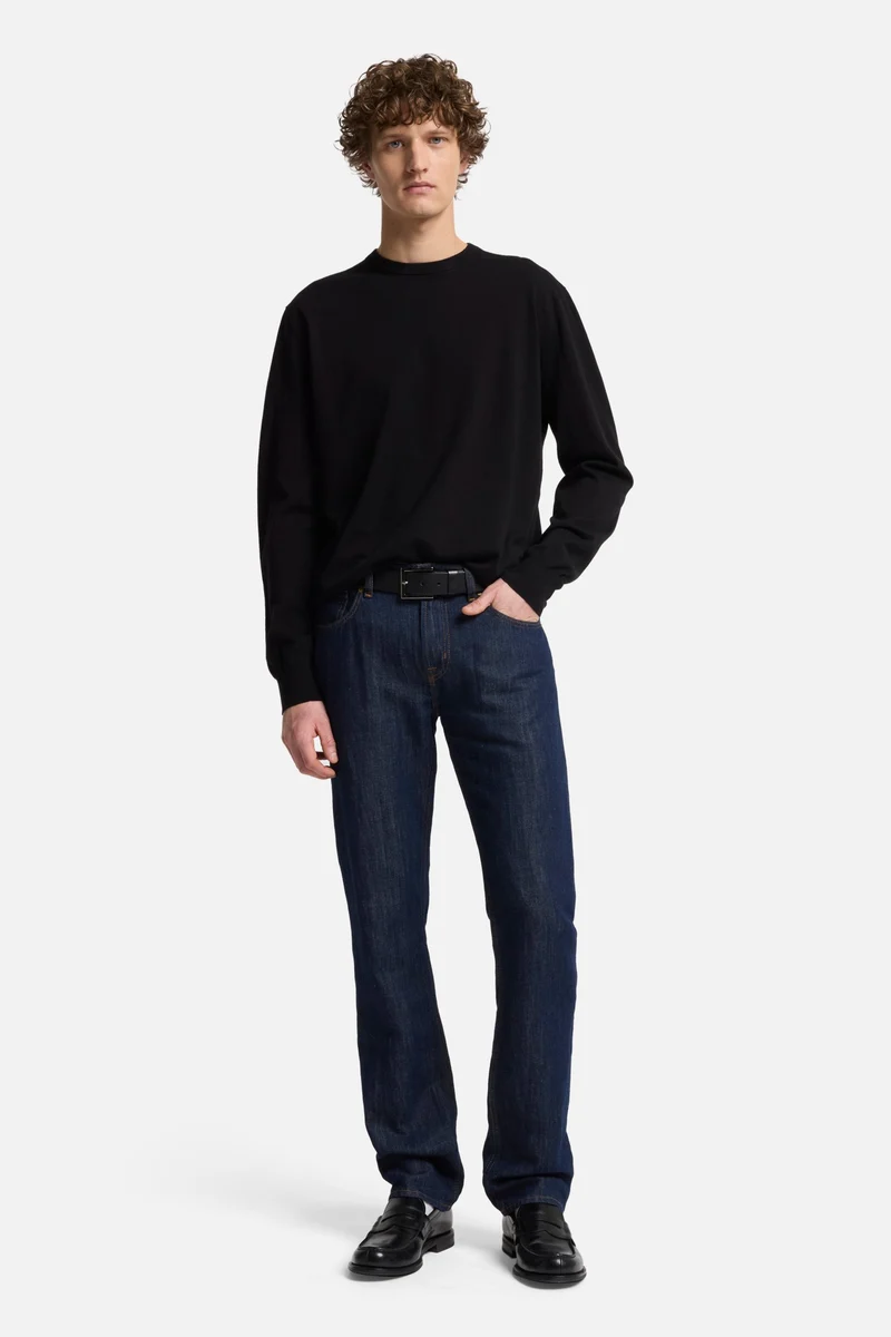 Classic Cotton Long Sleeve Sweater in Black
