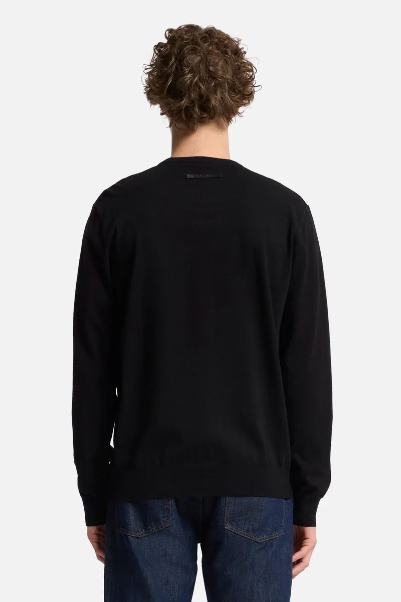 Classic Cotton Long Sleeve Sweater in Black
