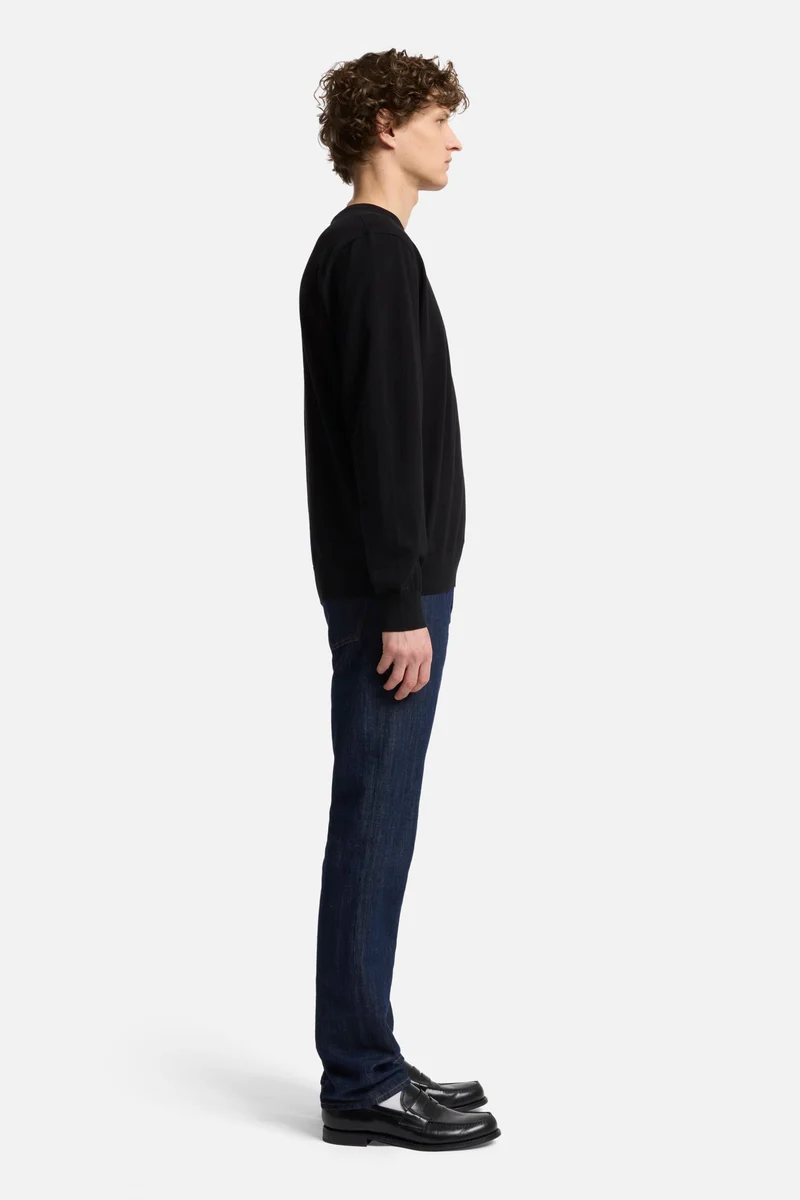 Classic Cotton Long Sleeve Sweater in Black