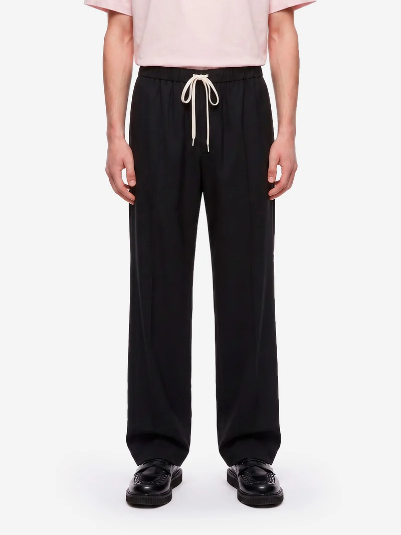 Pantaloni sartoriali a gamba larga in misto lana con coulisse