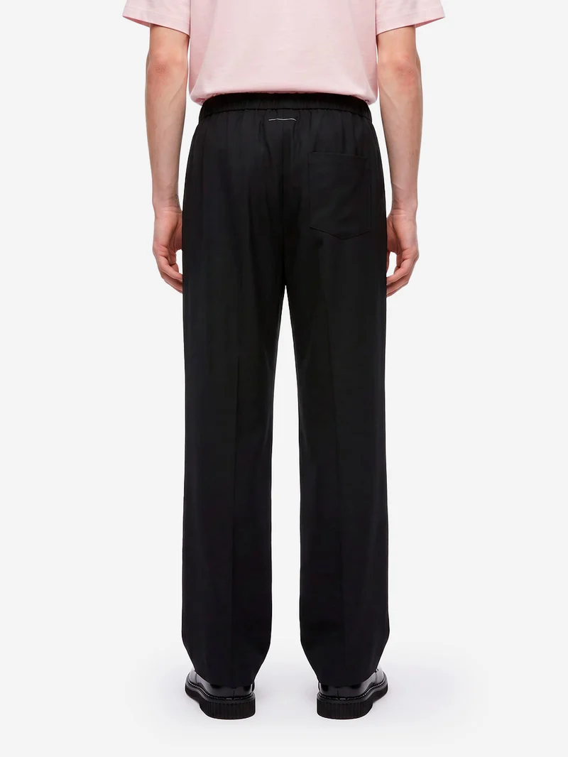 Pantaloni sartoriali a gamba larga in misto lana con coulisse