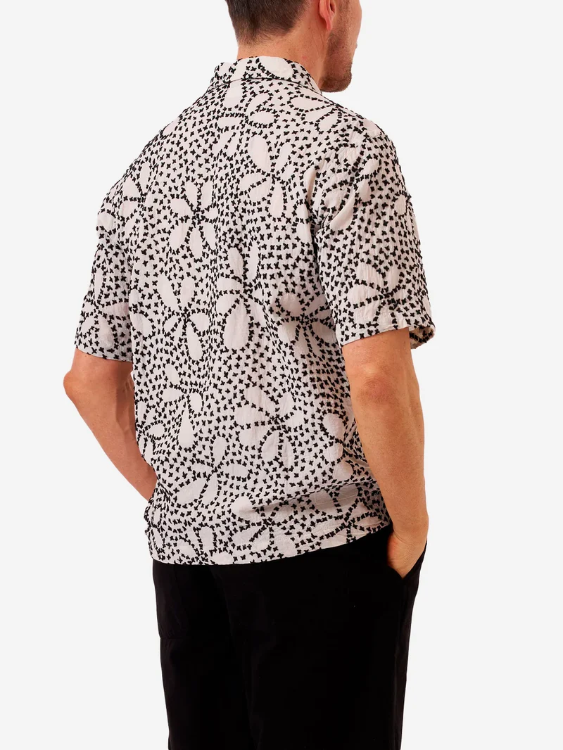 Camicia a maiche corte 'Road' con ricamo indiano