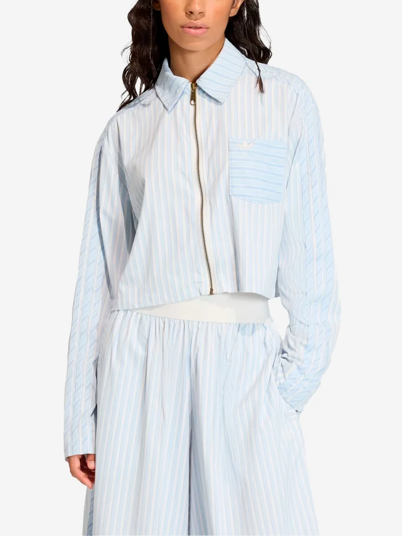 Camicia con colletto e zip in popeline