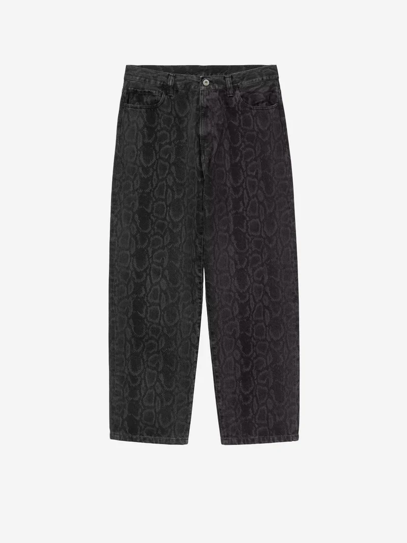 Pantaloni Landon in denim nero con stampa camouflage snake