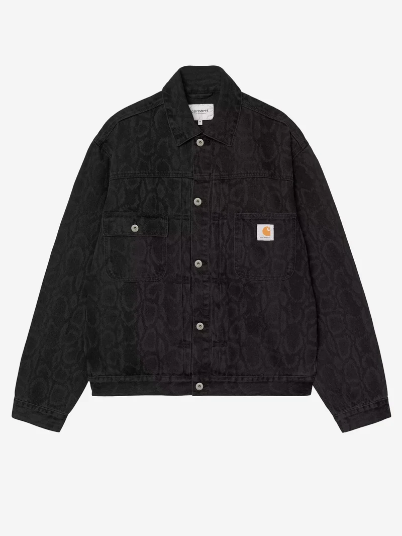 Giacca 'Belmar' in denim nero con stampa Snake camouflage