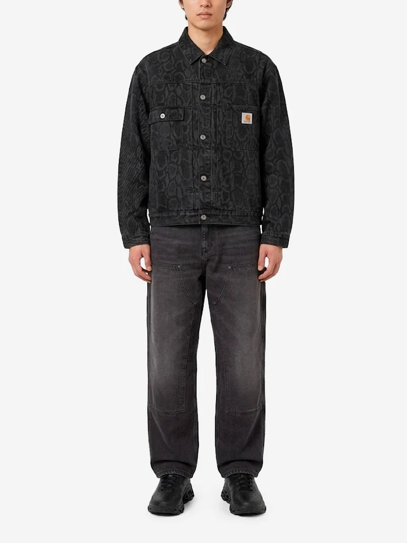 Giacca 'Belmar' in denim nero con stampa Snake camouflage