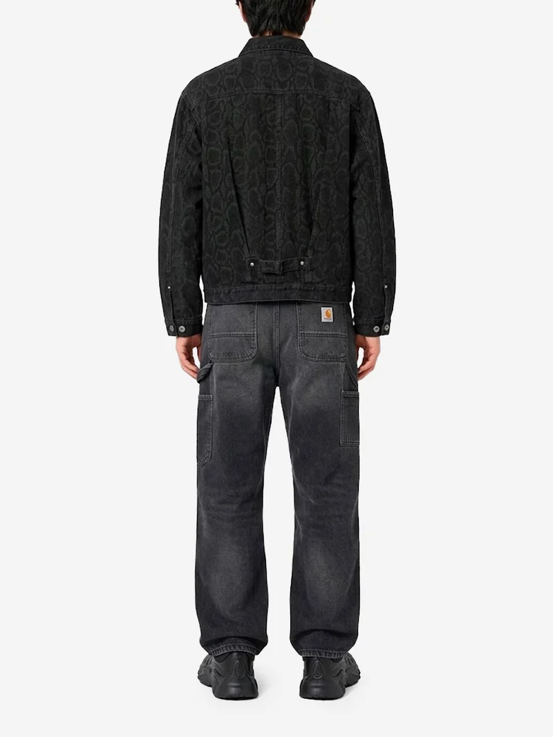 Giacca 'Belmar' in denim nero con stampa Snake camouflage