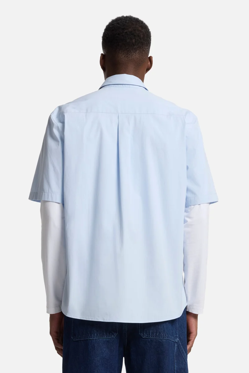 Short Sleeve Poplin Shirt in Sky Blue