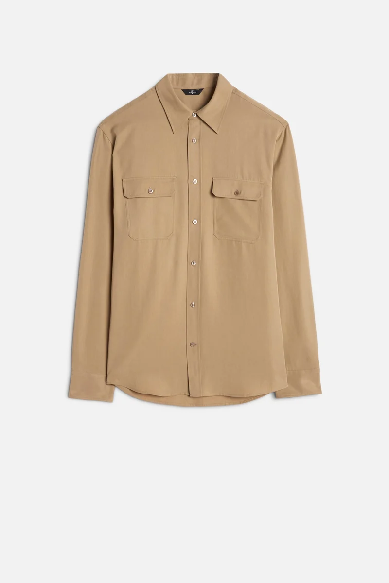 Fluid Military Shirt in Taupe