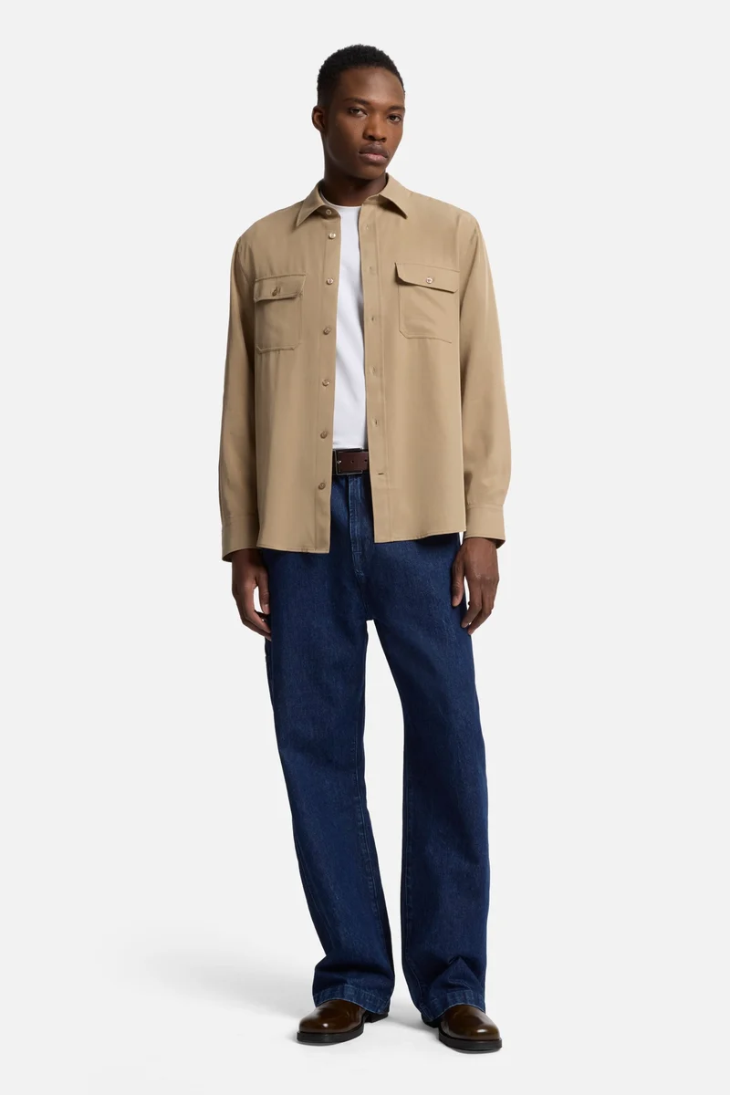 Fluid Military Shirt in Taupe