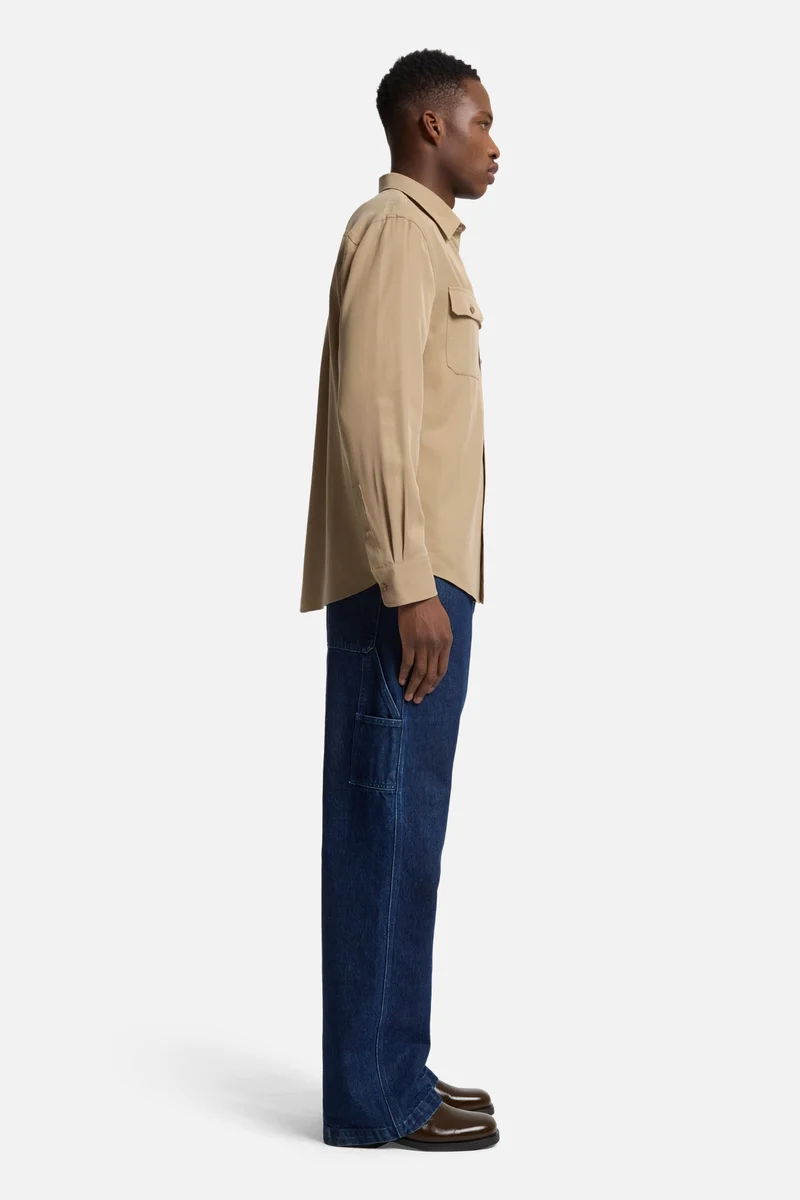 Fluid Military Shirt in Taupe