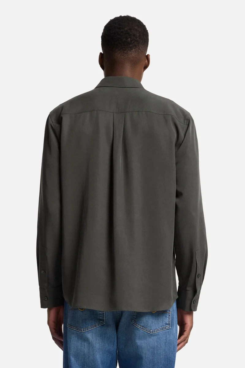 Fluid Military Shirt in Forest Green