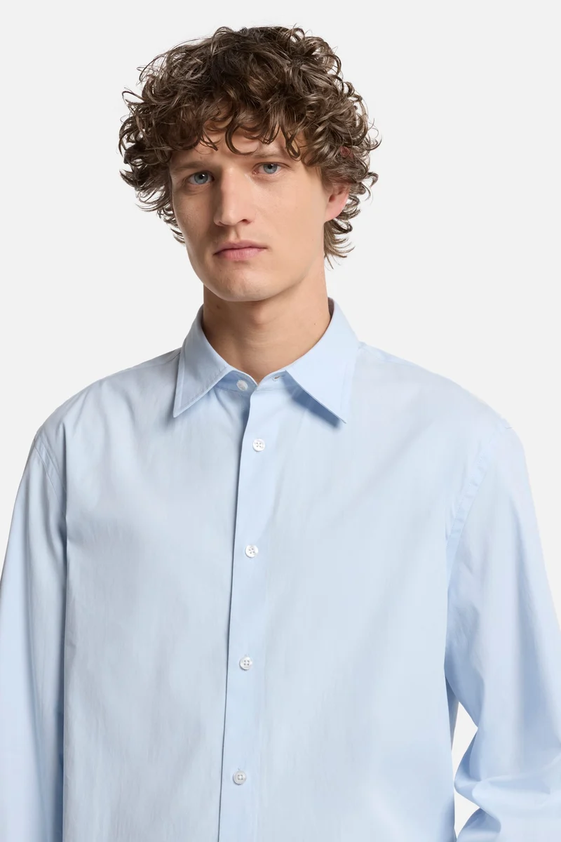 Long Sleeve Poplin Shirt in Sky Blue