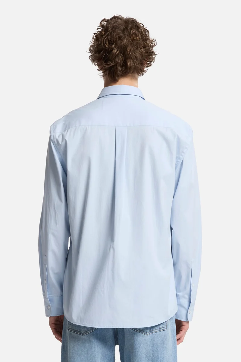 Long Sleeve Poplin Shirt in Sky Blue