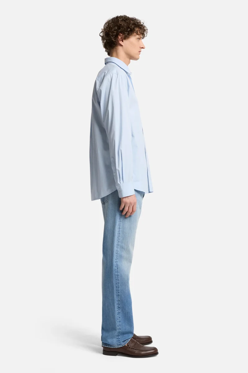 Long Sleeve Poplin Shirt in Sky Blue