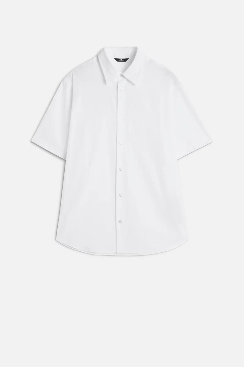 Short Sleeve Poplin Shirt in White