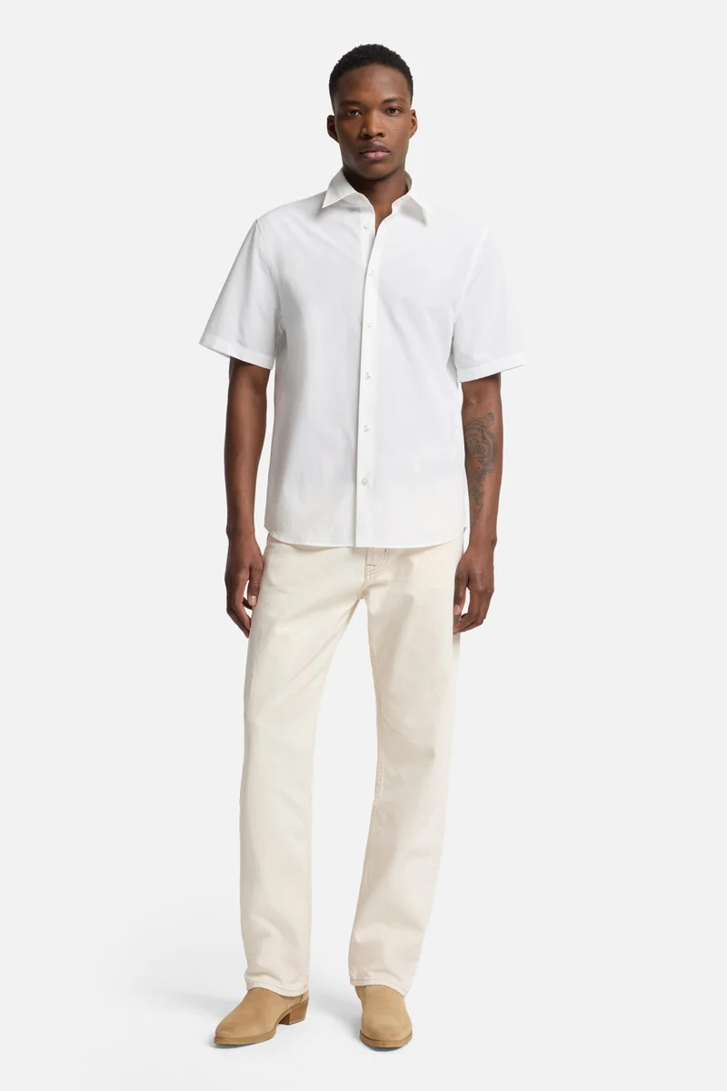Short Sleeve Poplin Shirt in White