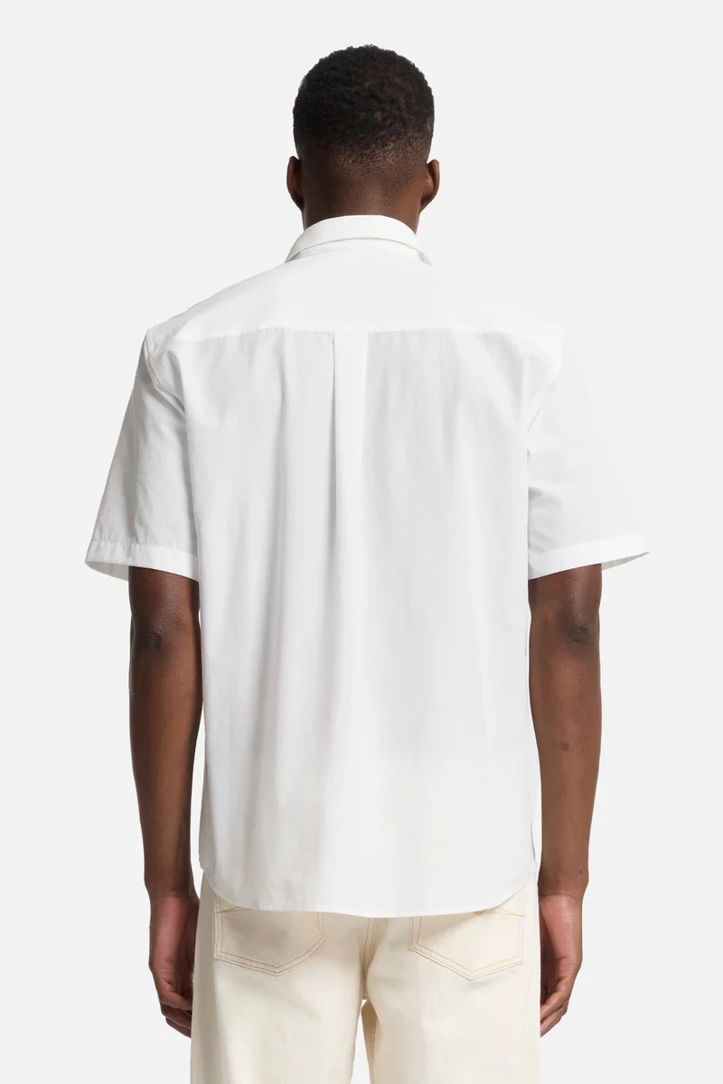 Short Sleeve Poplin Shirt in White