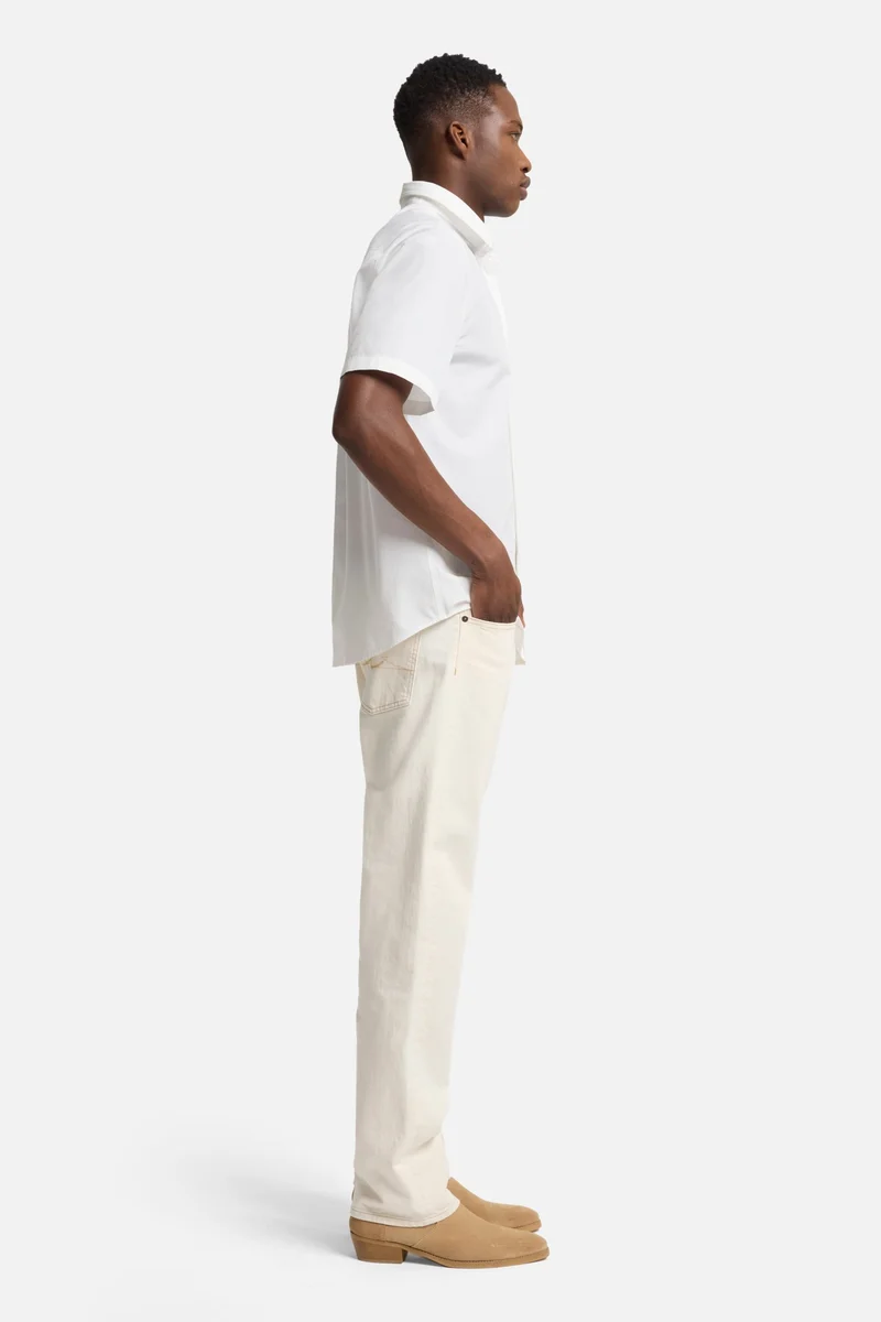 Short Sleeve Poplin Shirt in White