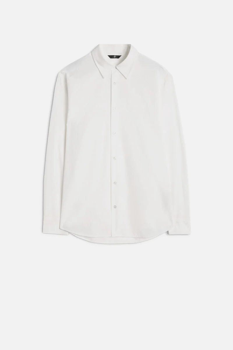 Long Sleeve Poplin Shirt in White