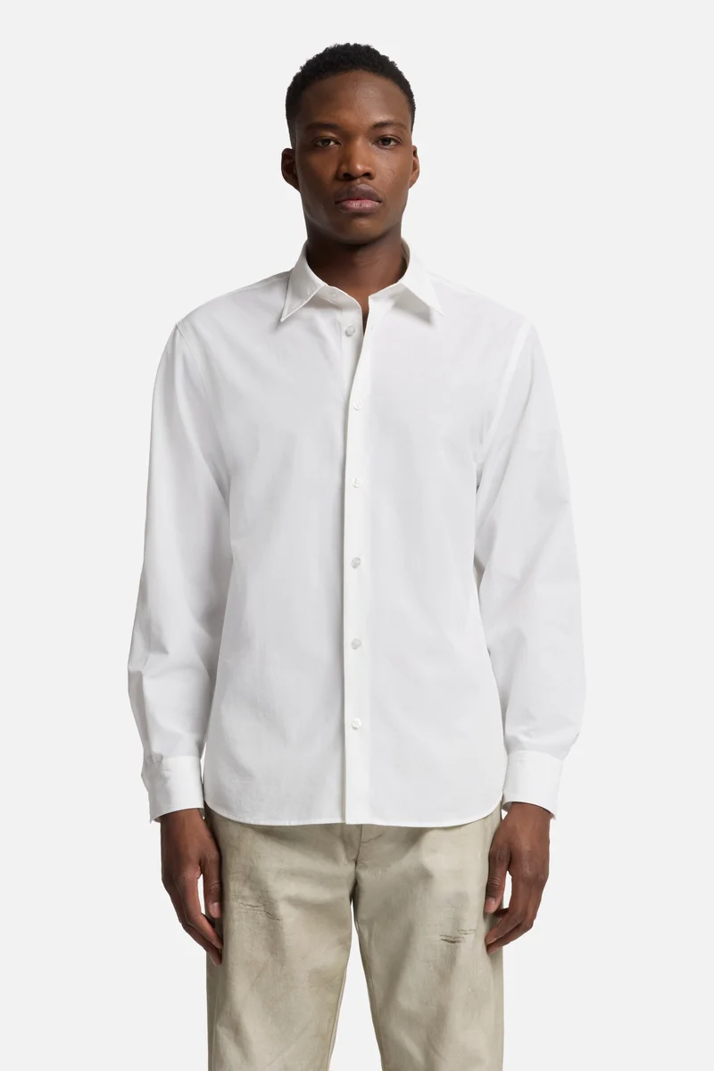 Long Sleeve Poplin Shirt in White