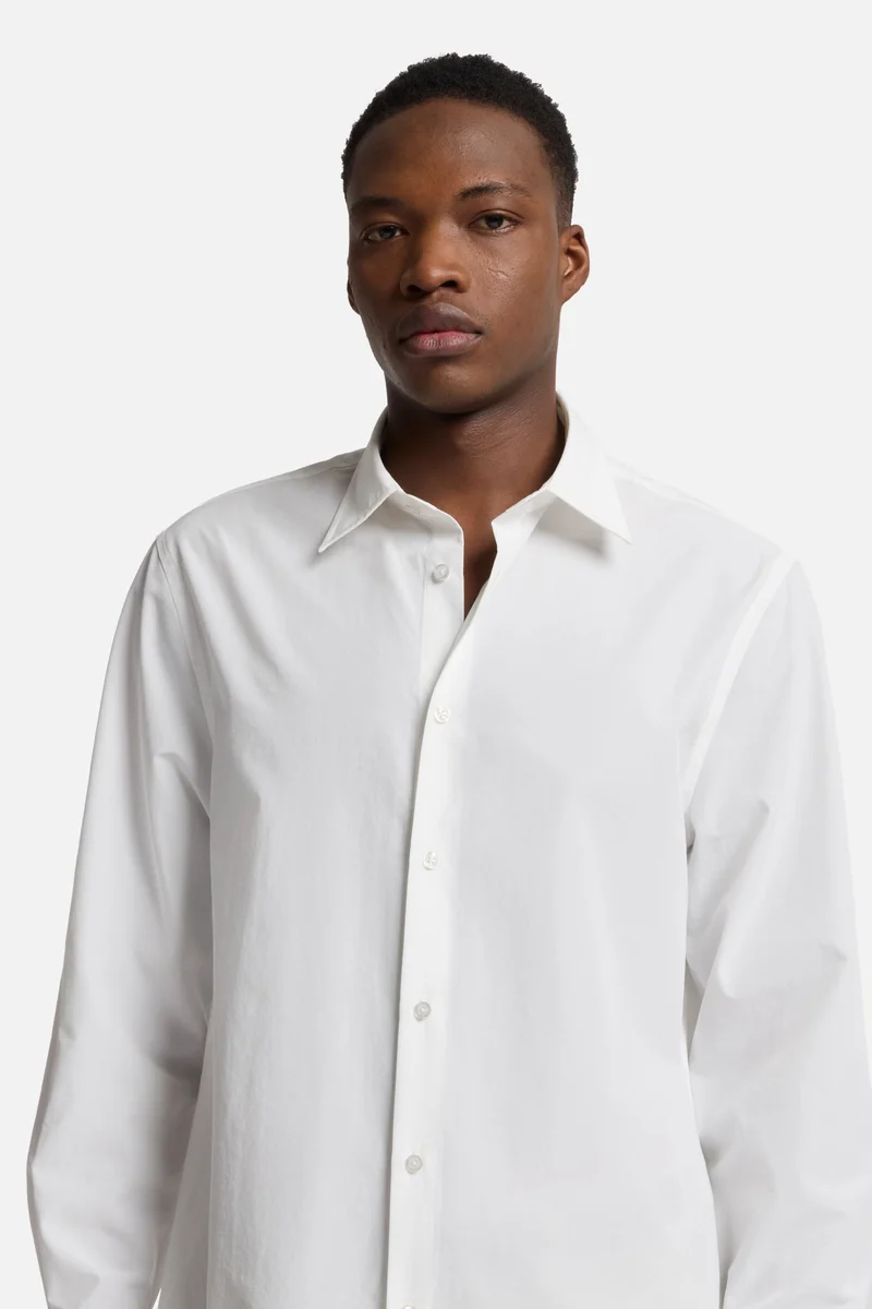 Long Sleeve Poplin Shirt in White