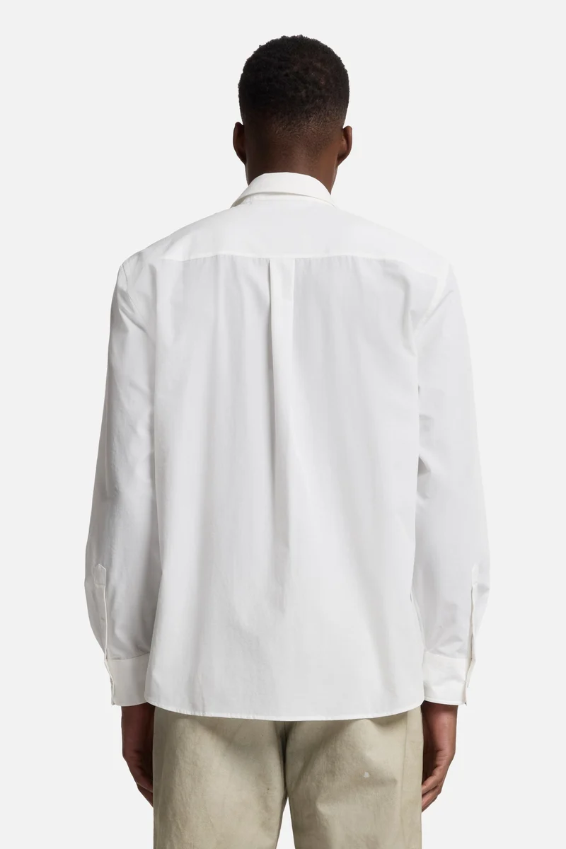 Long Sleeve Poplin Shirt in White