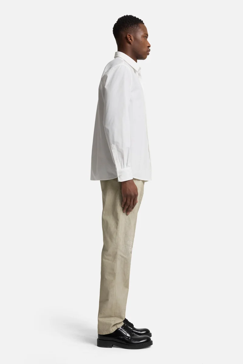 Long Sleeve Poplin Shirt in White