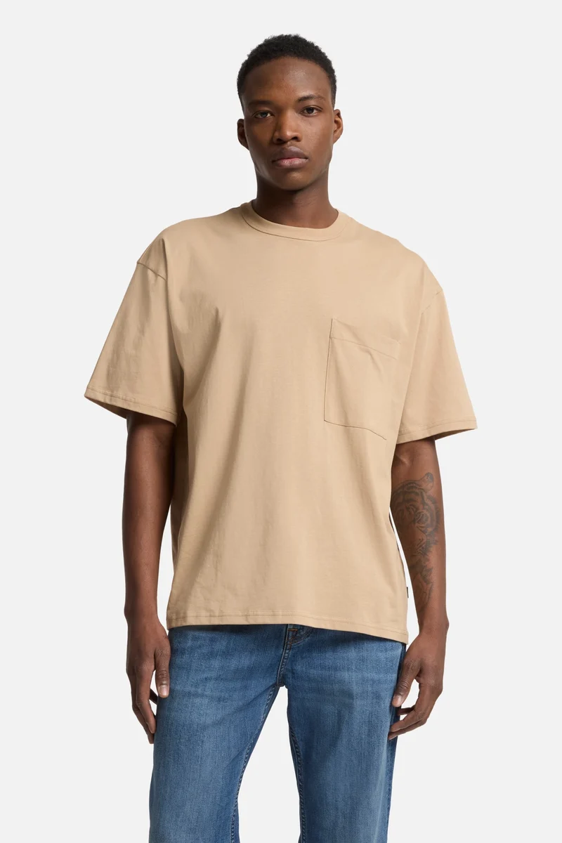 Short Sleeve Relaxed Tee in Beige